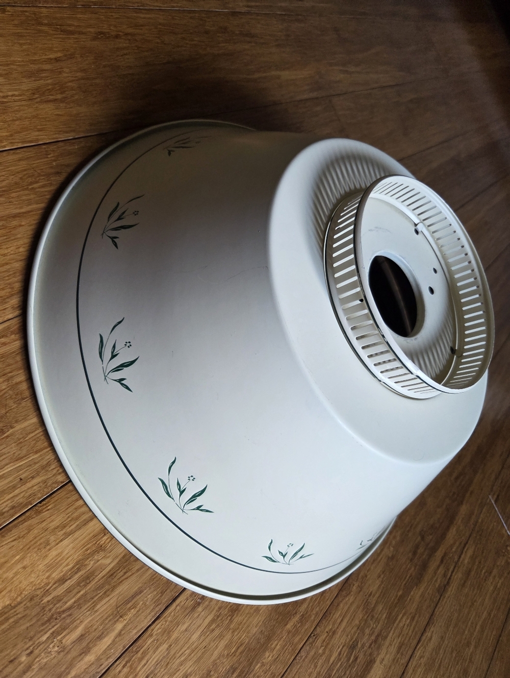 Vintage Enamel Light Shade | Farmhouse Pendant Fixture | Rustic White Green Trim